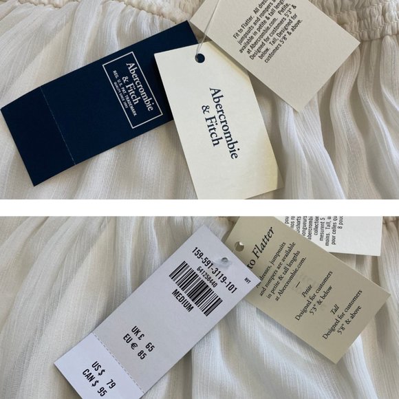 NWT Abercrombie & Fitch - Lace Trim Ivory Mini Dress - Size: Medium - Picture 15 of 16